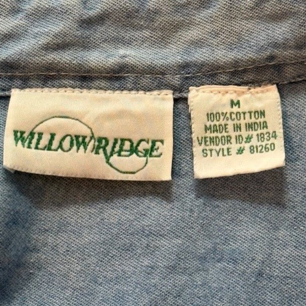 Vintage Willow Ridge Denim Embroidered Floral Shirt Woven Details Size Medium - Picture 4 of 8